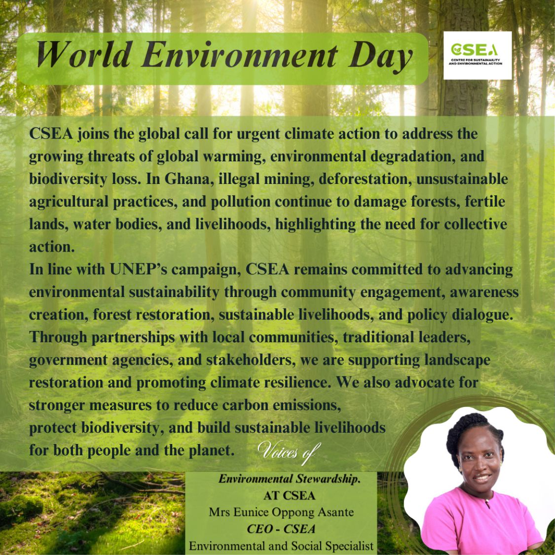 CENTRE FOR SUSTAINABILITY AND ENVIRONMENTAL ACTION  ON WORLD ENVIRONMENT DAY 2026